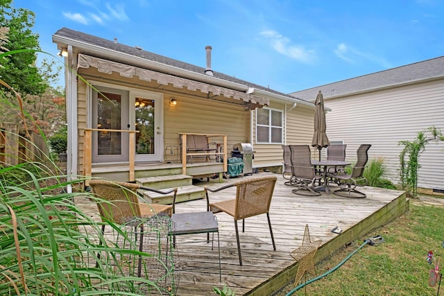 deck featuring grilling area