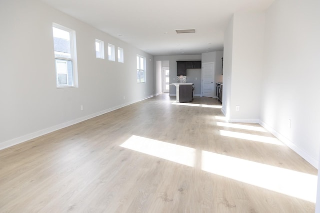 unfurnished living room featuring light hardwood / wood-style flooring