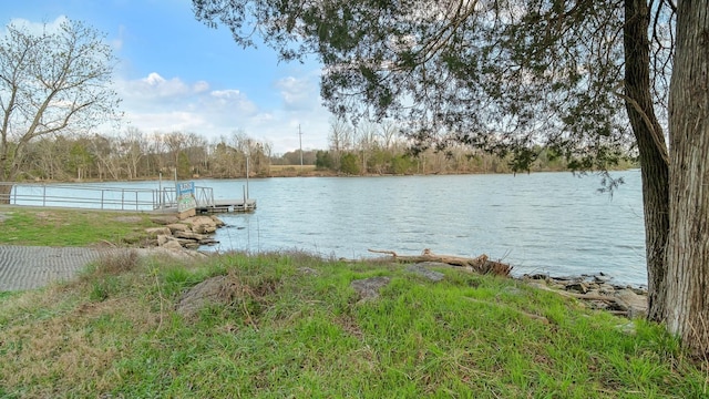 property view of water featuring a dock