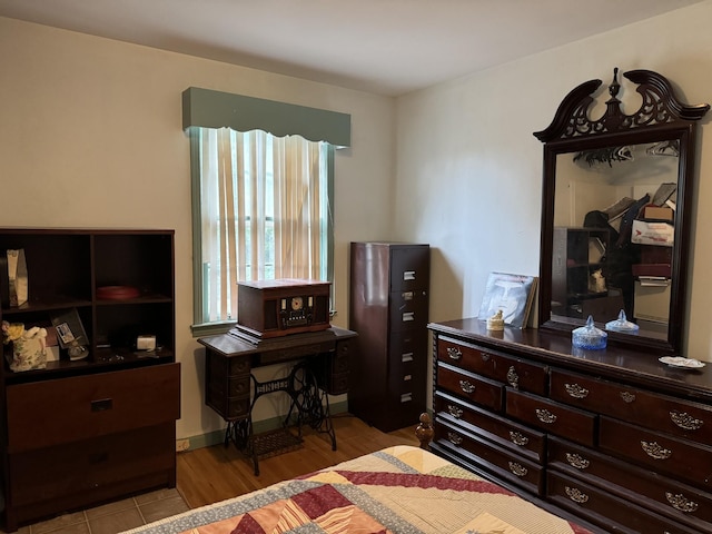 bedroom featuring light wood-type flooring