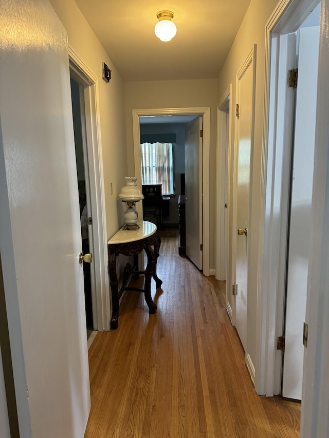 hallway featuring light wood-type flooring