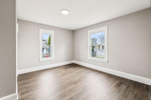 empty room featuring wood-type flooring and a wealth of natural light