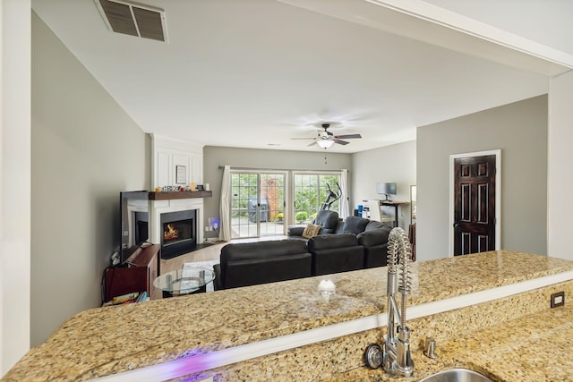 kitchen with ceiling fan