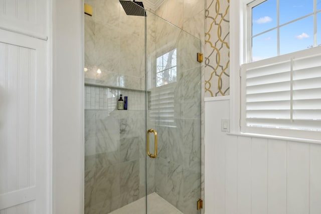 bathroom with plenty of natural light and an enclosed shower