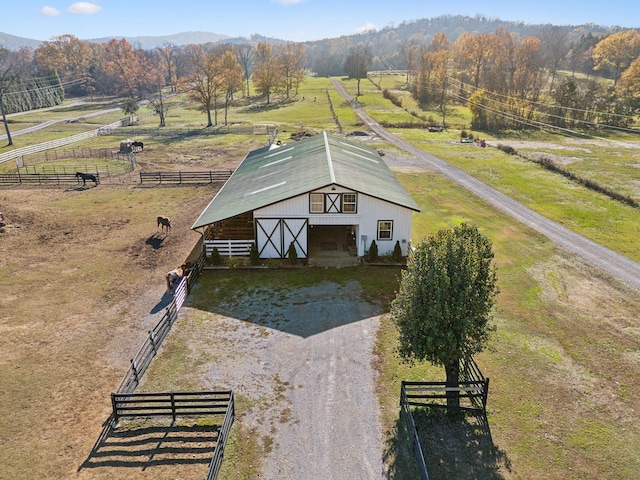 aerial view featuring a rural view