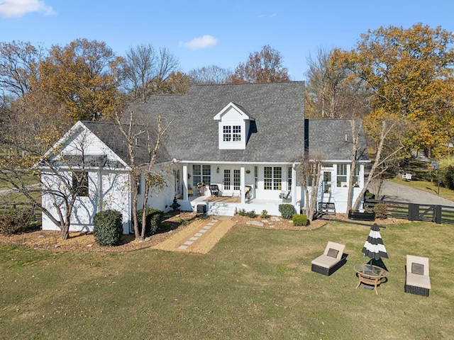 back of property with a patio, a lawn, and a fire pit