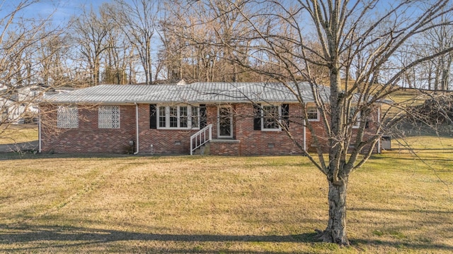 ranch-style house with a front lawn