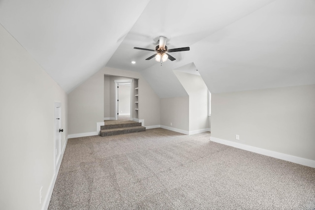 220 Birnam Wood Trce, Clarksville, TN 37043 - additional living space featuring carpet, baseboards, lofted ceiling, and ceiling fan