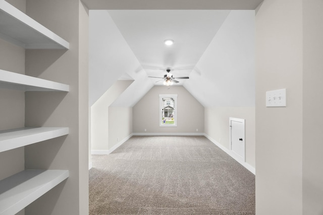 220 Birnam Wood Trce, Clarksville, TN 37043 - bonus room featuring carpet floors, ceiling fan, vaulted ceiling, and baseboards
