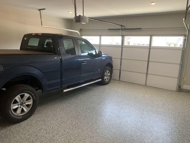 garage with a garage door opener