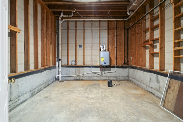 basement featuring water heater