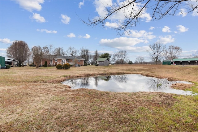 view of yard with a water view