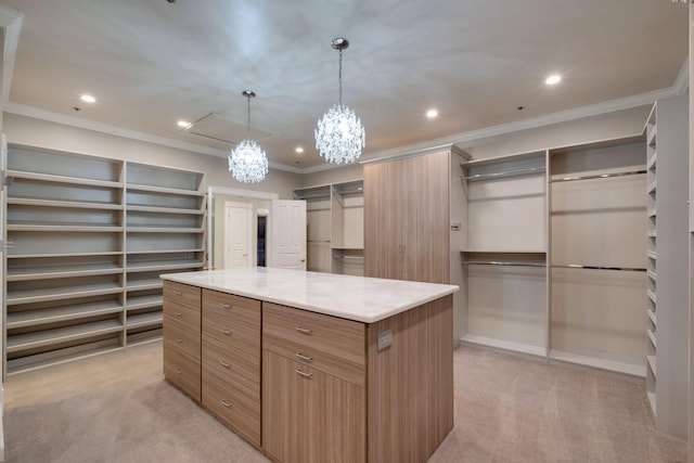 spacious closet featuring light carpet