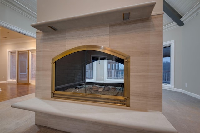 room details with crown molding and wood-type flooring