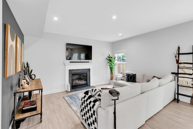 living room featuring light wood-type flooring