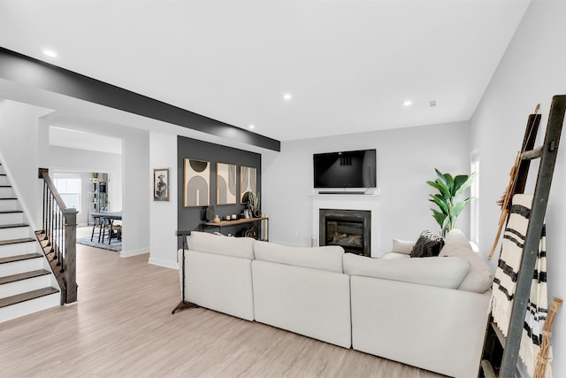 living room featuring light hardwood / wood-style floors