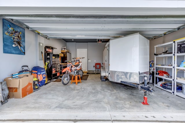 garage with a garage door opener