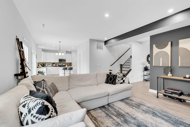 living room featuring light hardwood / wood-style flooring