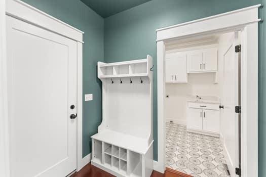 mudroom with baseboards