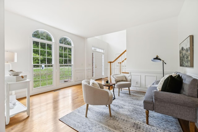 living room with light wood-type flooring