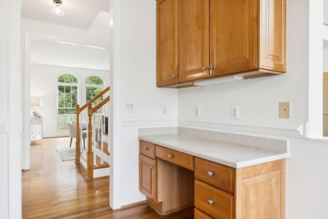 kitchen with light hardwood / wood-style floors