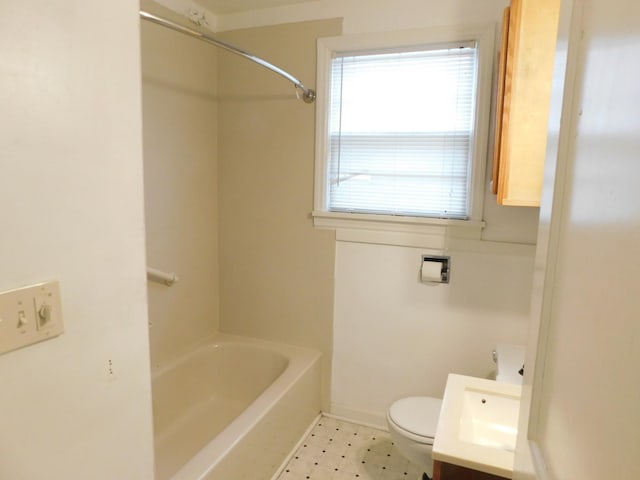 full bathroom featuring vanity, toilet, and shower / bathing tub combination