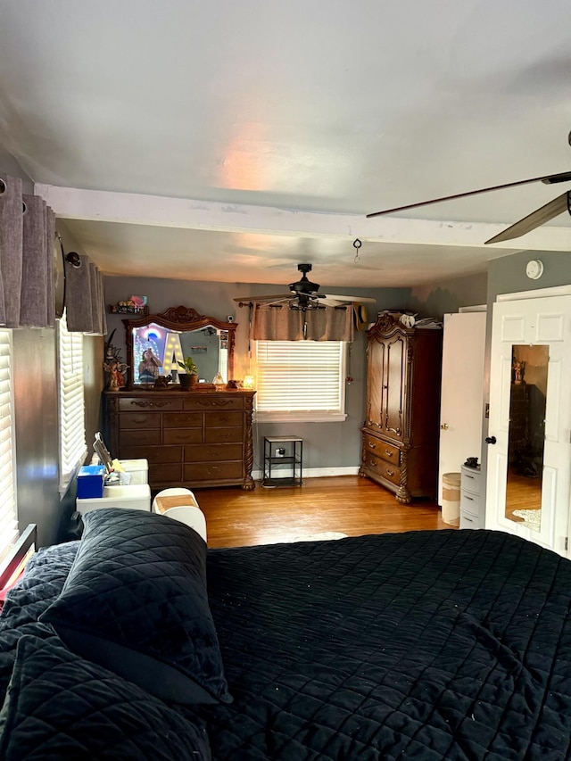 bedroom with light hardwood / wood-style floors