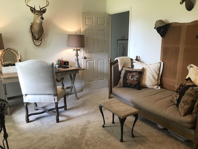 living room featuring light carpet