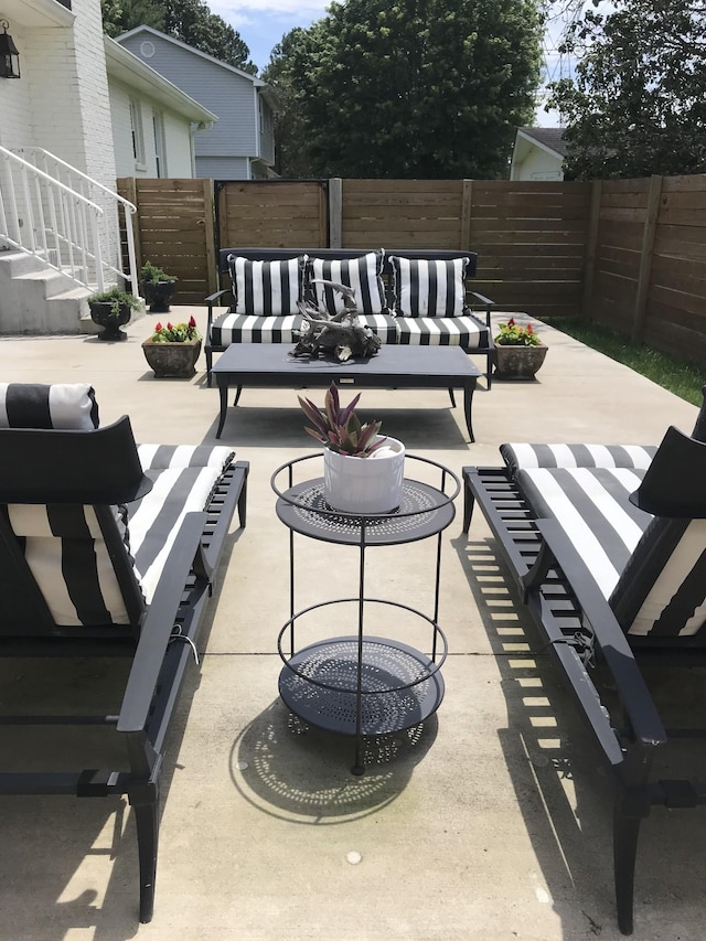 view of patio with an outdoor living space