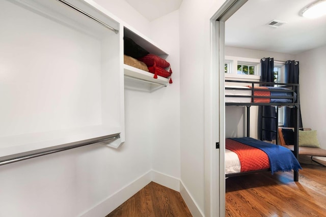 walk in closet featuring wood-type flooring