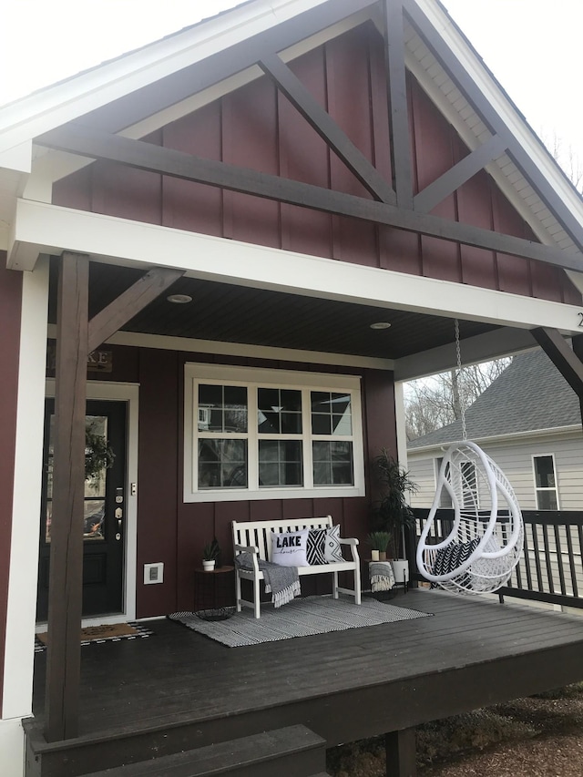 wooden terrace featuring a porch