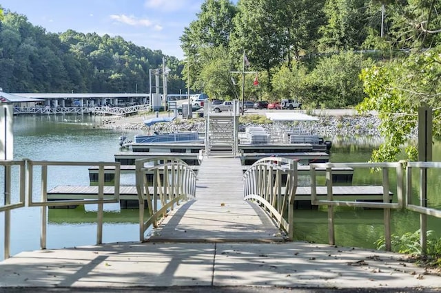 view of dock featuring a water view