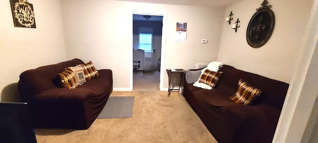 living room featuring carpet flooring