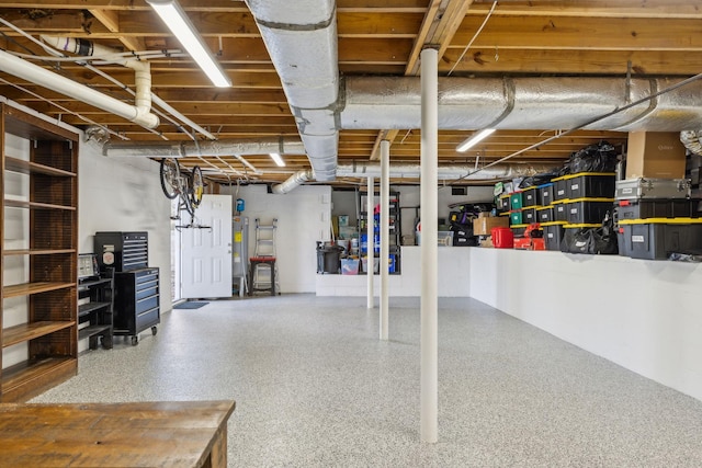 basement with water heater