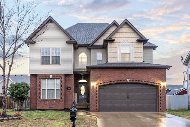 view of front facade with a garage