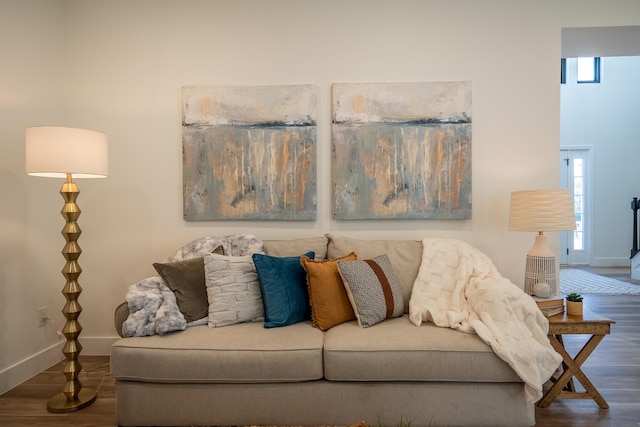 living room with wood-type flooring