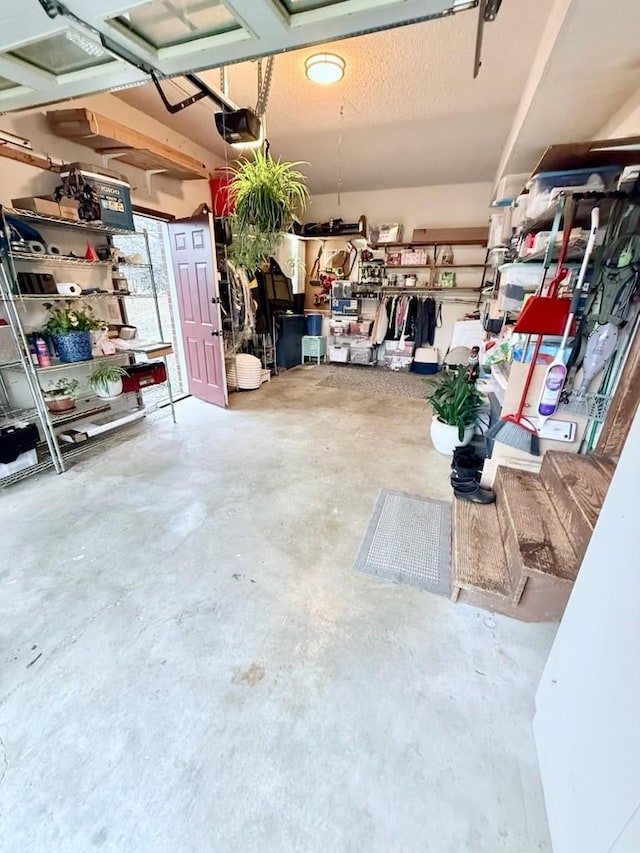 garage with a garage door opener