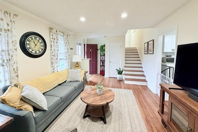 living room featuring light hardwood / wood-style flooring