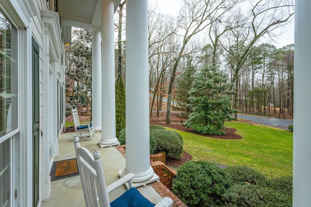 view of yard featuring a porch