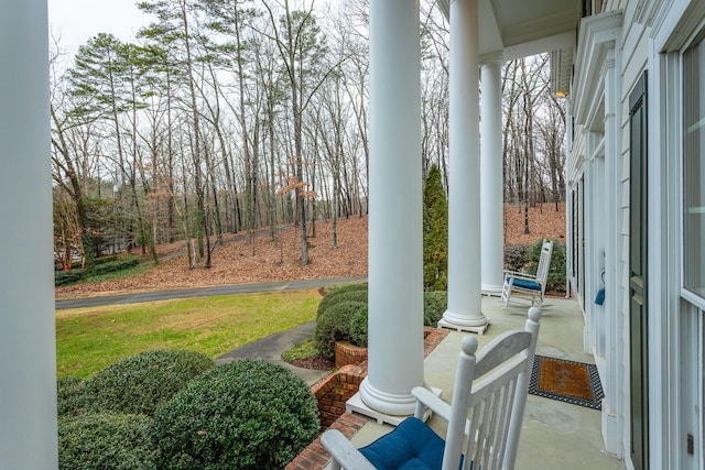 view of yard with a porch