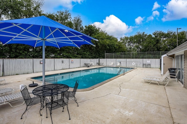 view of pool featuring a patio