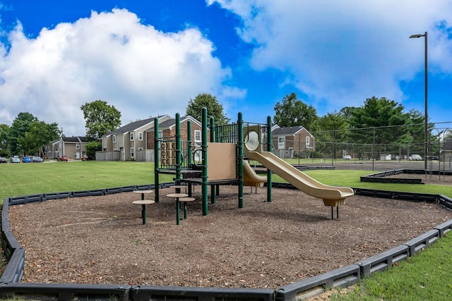 view of play area featuring a yard