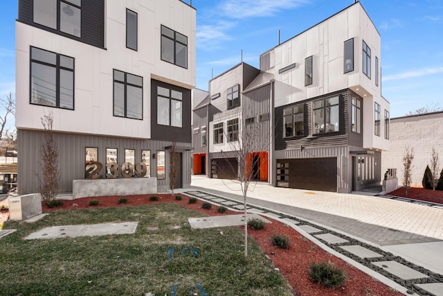 exterior space featuring a garage