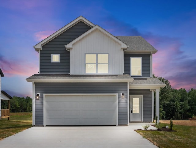 view of property featuring a garage