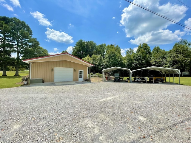 garage with a carport