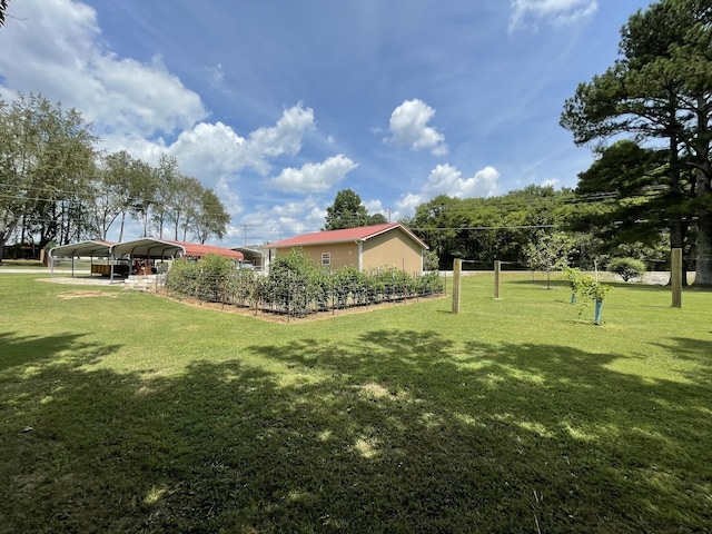 view of yard featuring a carport