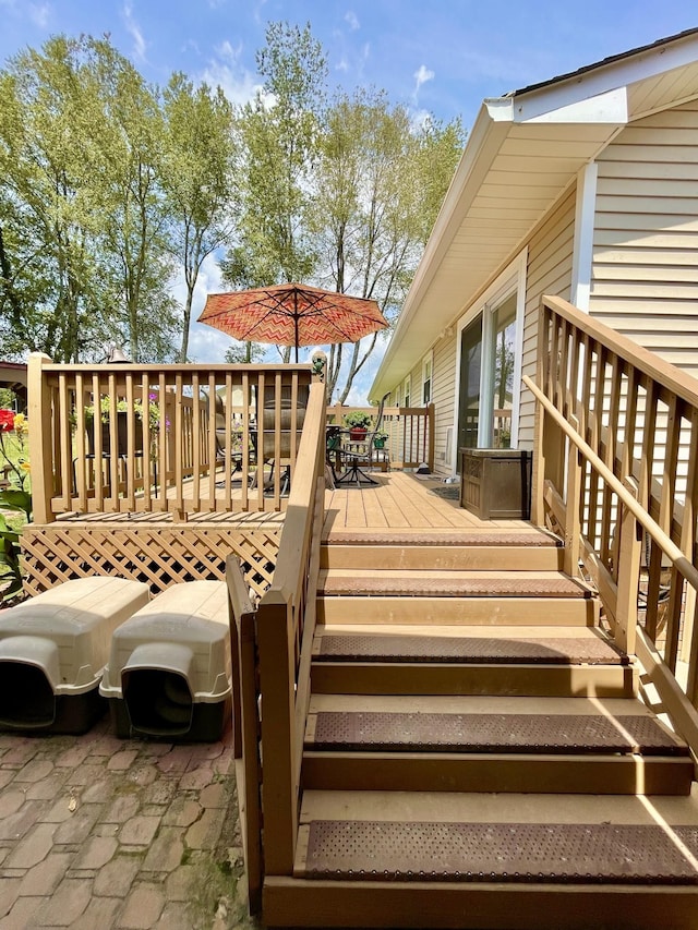 deck with a patio