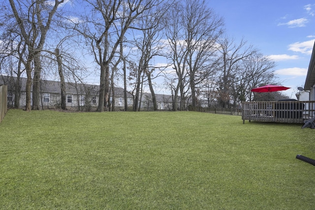 view of yard featuring a deck