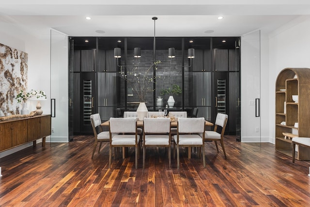 dining room with dark wood-type flooring