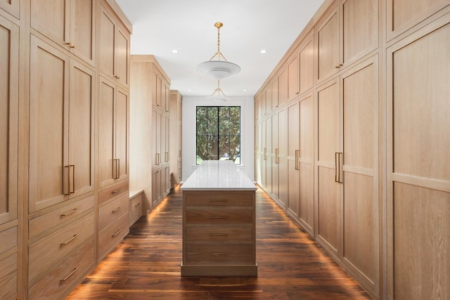 hallway featuring dark wood-type flooring